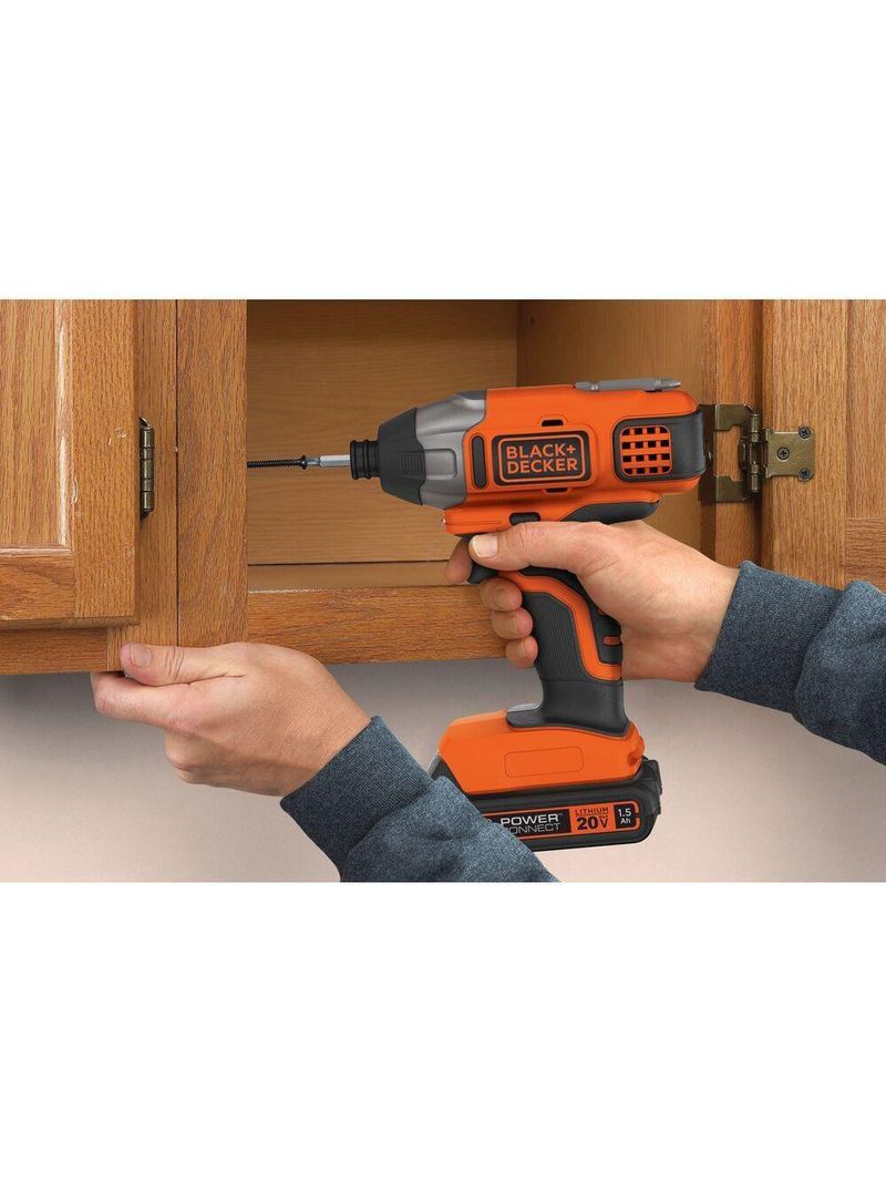 Parafusadeira de impacto black+decker power connect 1/4” bateria 20v led bivolt