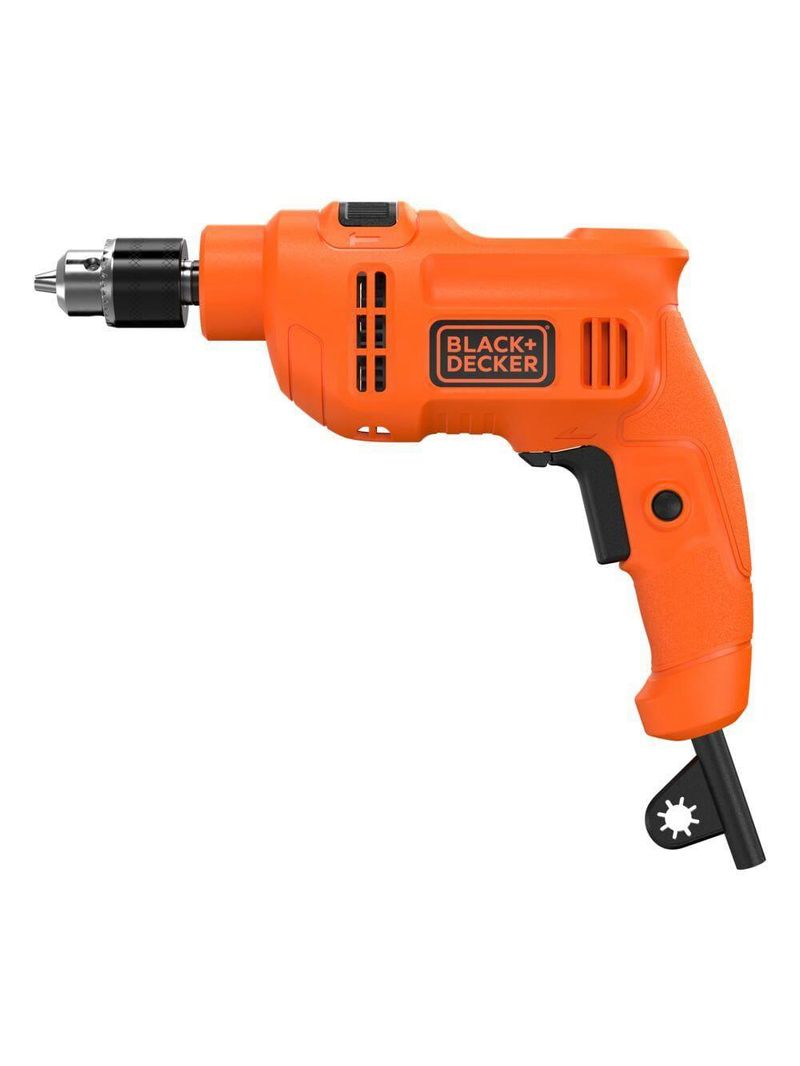 Furadeira de impacto black+decker bed710450 3/8” 450w empunhadura ergonômica gatilho anatômico laranja e preta