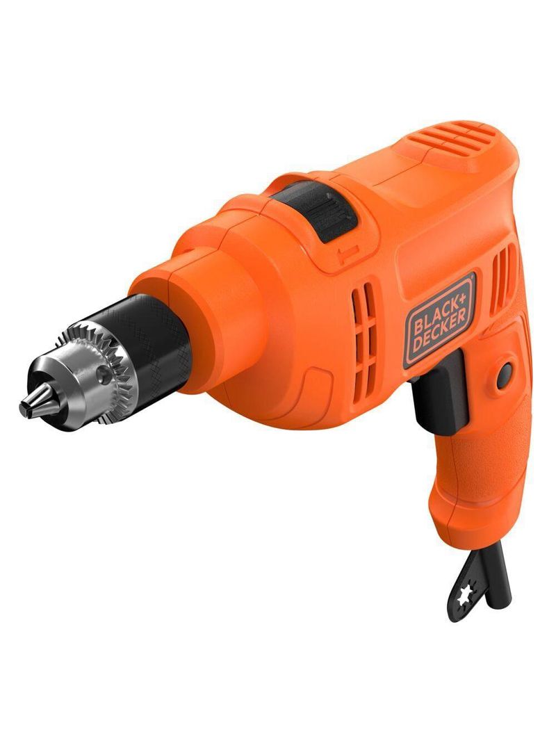 Furadeira de impacto black+decker bed710450 3/8” 450w empunhadura ergonômica gatilho anatômico laranja e preta