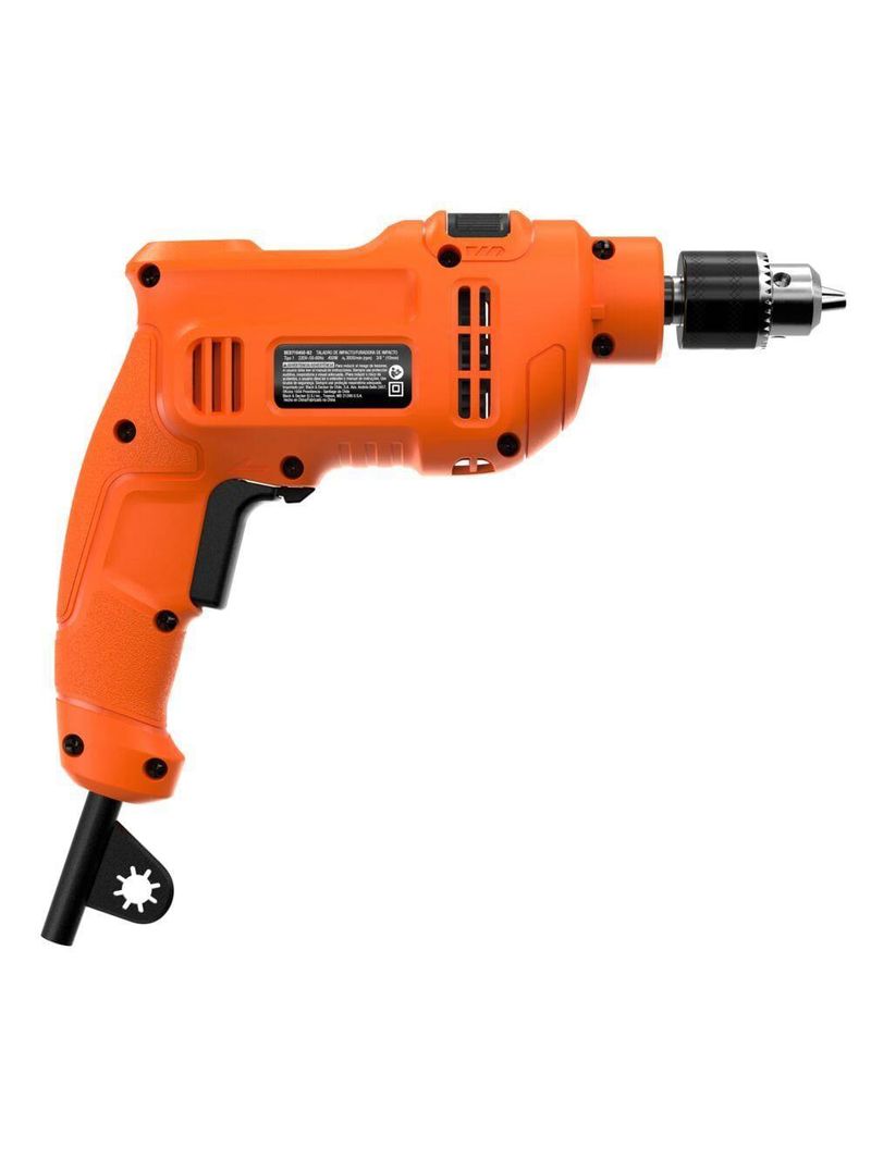Furadeira de impacto black+decker bed710450 3/8” 450w empunhadura ergonômica gatilho anatômico laranja e preta