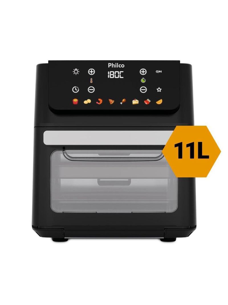 Fritadeira elétrica air fryer philco oven paf11b 11l visor removível - preta
