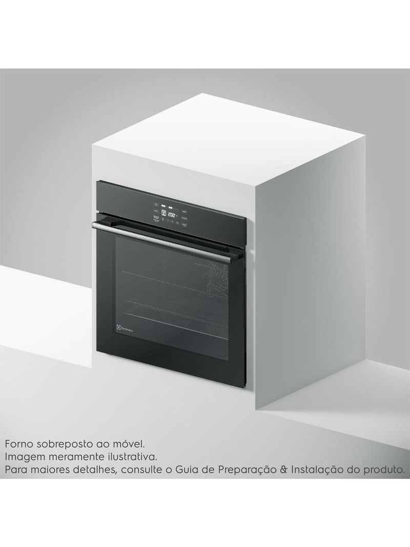 Forno de embutir elétrico electrolux oe8ea 80l experience air fryer, perfectcook360 e painel touch