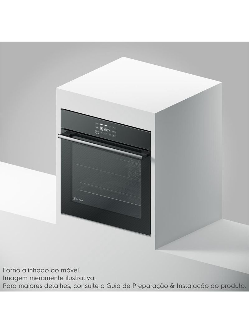 Forno de embutir elétrico electrolux oe8ea 80l experience air fryer, perfectcook360 e painel touch