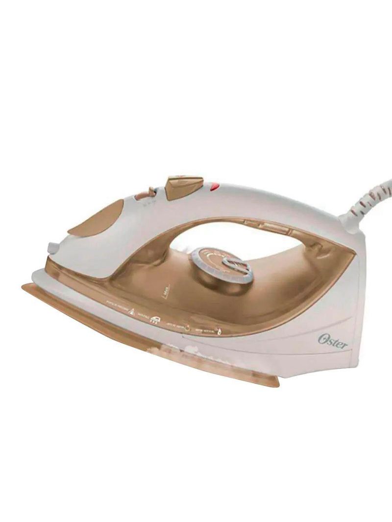 Ferro de passar a vapor base antiaderente com spray oster 5907 – dourado/branco