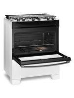 Fogão continental 5 bocas fc5ib com mesa de inox, tecnologia top limpa fácil e acendimento automático – branco