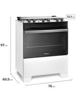 Fogão continental 5 bocas fc5ib com mesa de inox, tecnologia top limpa fácil e acendimento automático – branco
