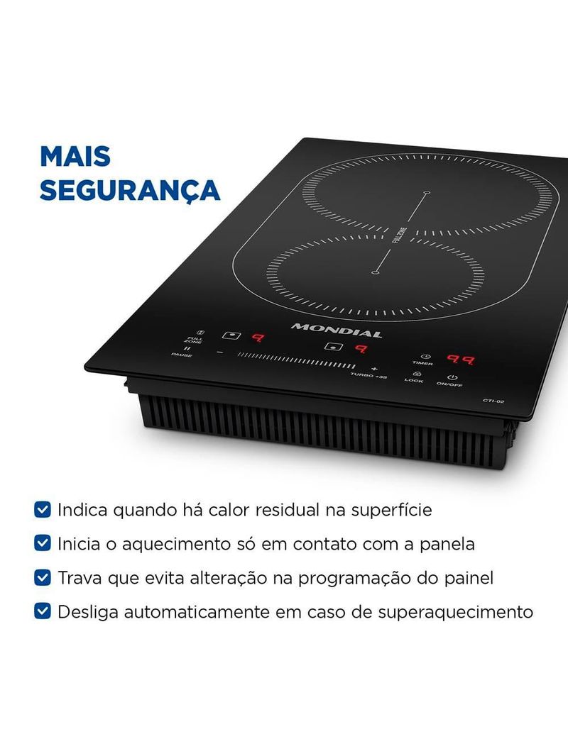 Cooktop de indução 2 bocas mondial cti-02 preto