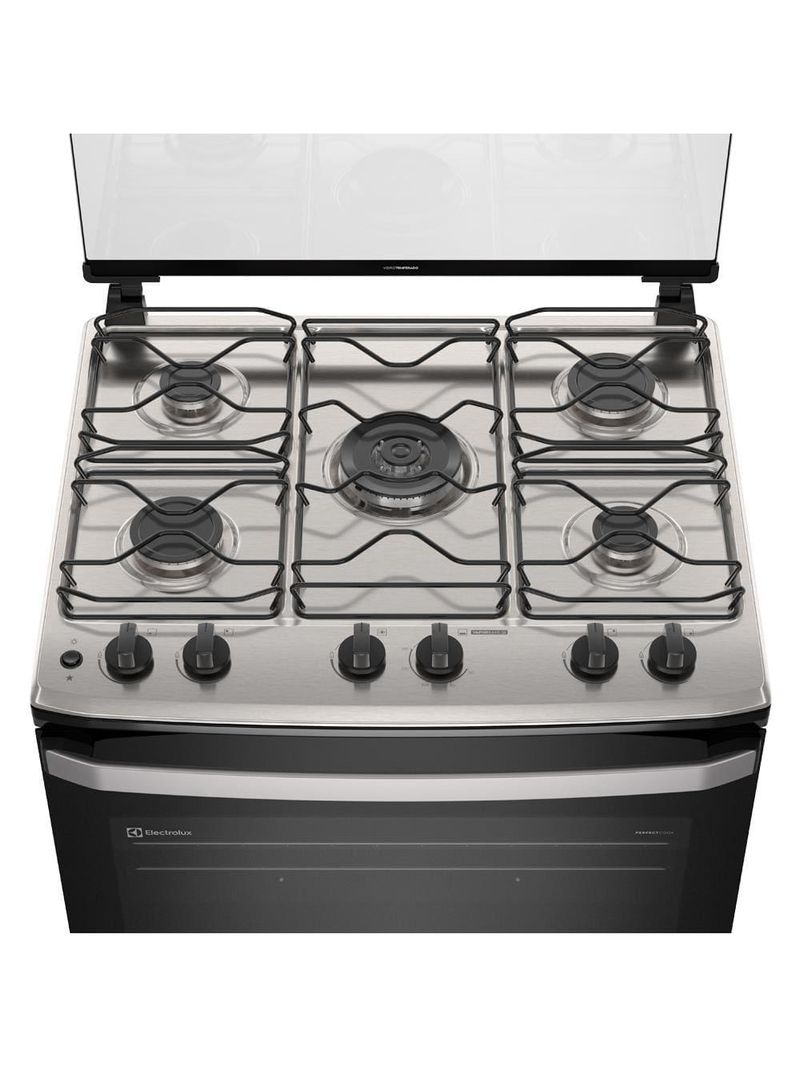 Fogão 5 bocas electrolux fe5iw efficient perfectcook vaporbake bivolt branco