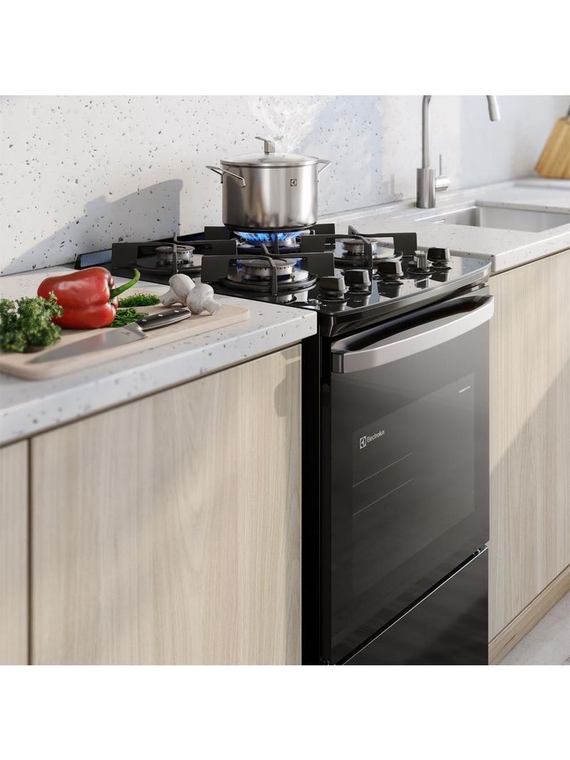 Fogão 4 bocas electrolux fe4gb efficient mesa de vidro perfectcook bivolt preto