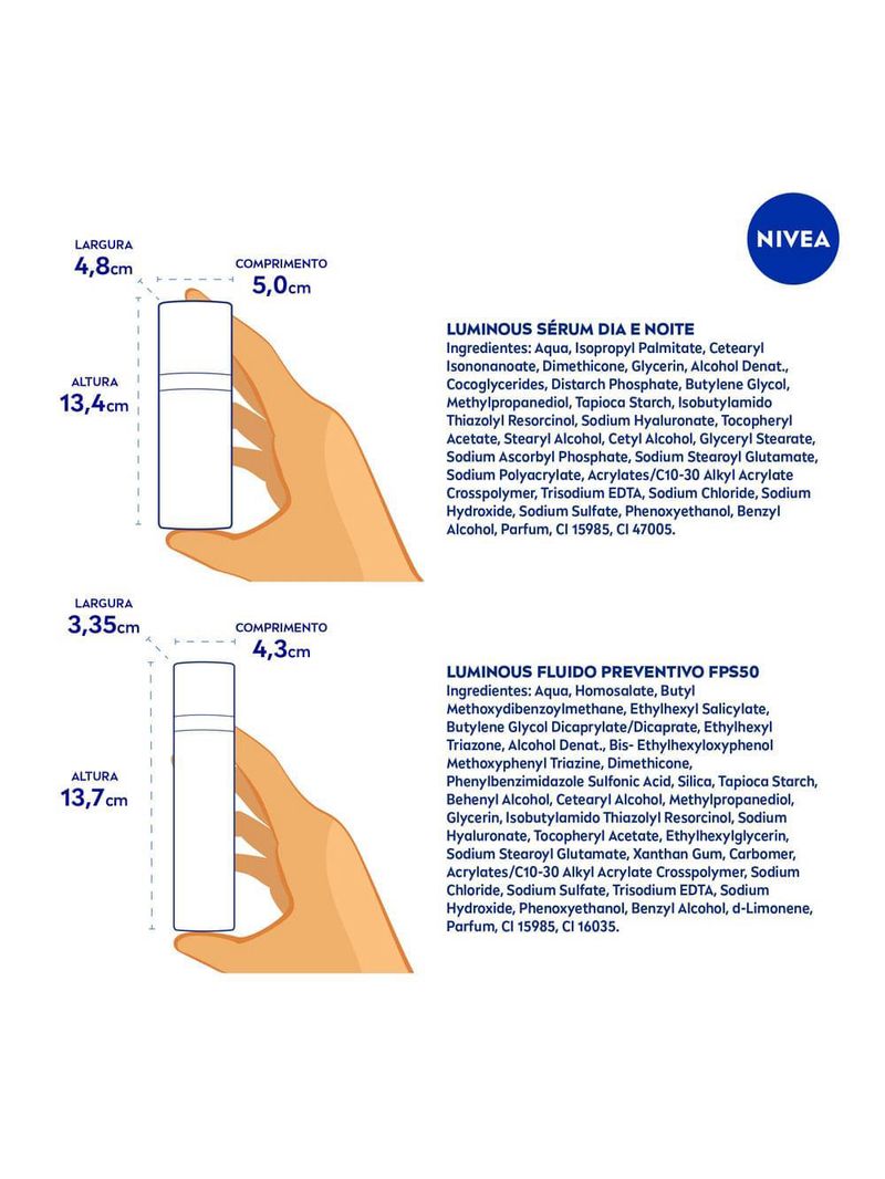 Nivea cellullar luminous 630 kit - sérum clareador + fluido facial