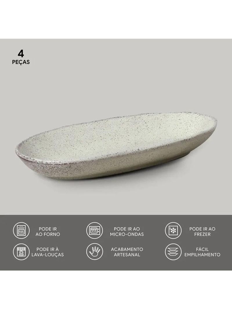 Conjunto de travessas ovais grandes porto brasil orgânico pistache 32x16cm - 4 peças