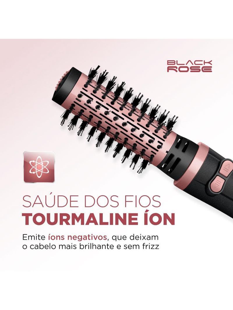 Escova rotativa mondial erb-01 1200 w bivolt - preto/golden rose