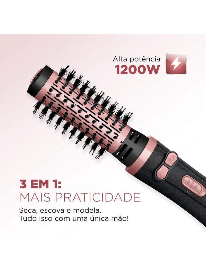 Escova rotativa mondial erb-01 1200 w bivolt - preto/golden rose
