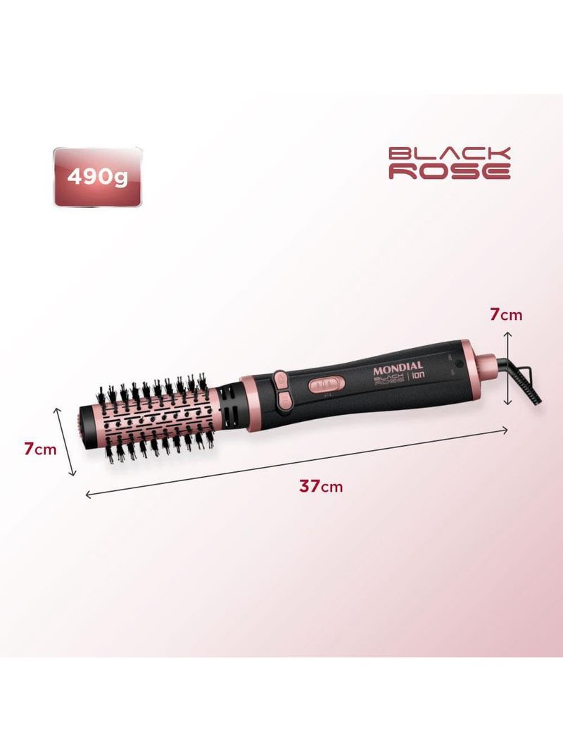 Escova rotativa mondial erb-01 1200 w bivolt - preto/golden rose