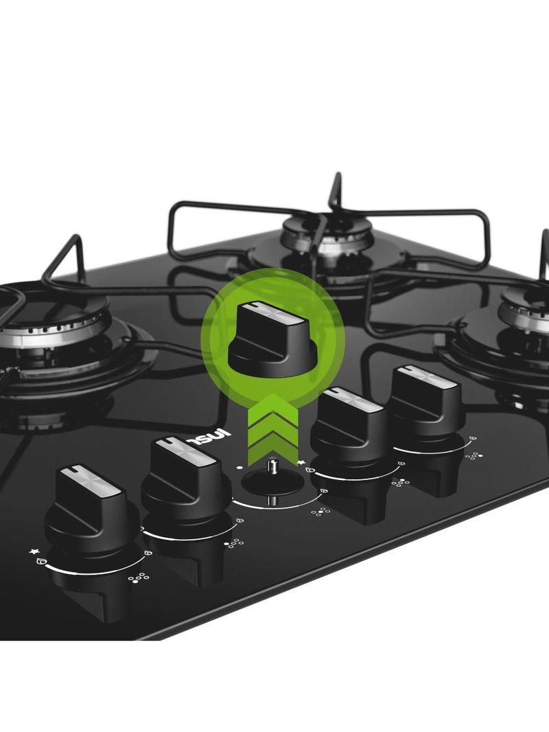 Cooktop 5 bocas consul cd075be mesa de vidro grade de aço ferro aramado bivolt preto