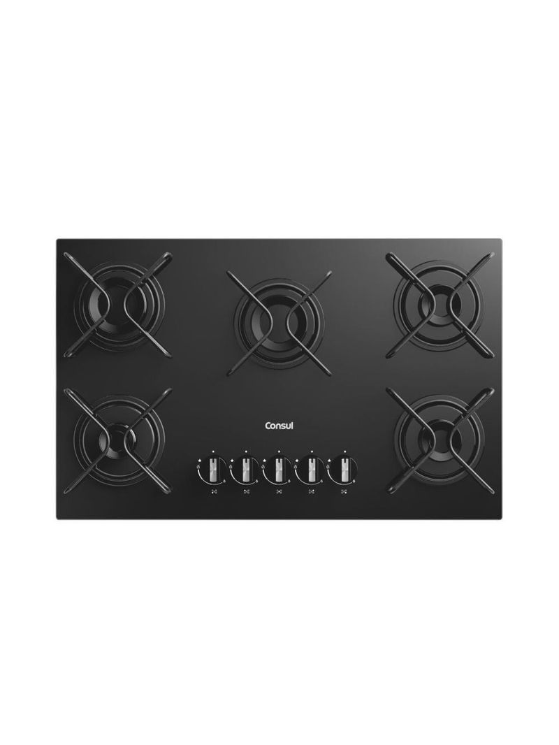 Cooktop 5 bocas consul cd075be mesa de vidro grade de aço ferro aramado bivolt preto