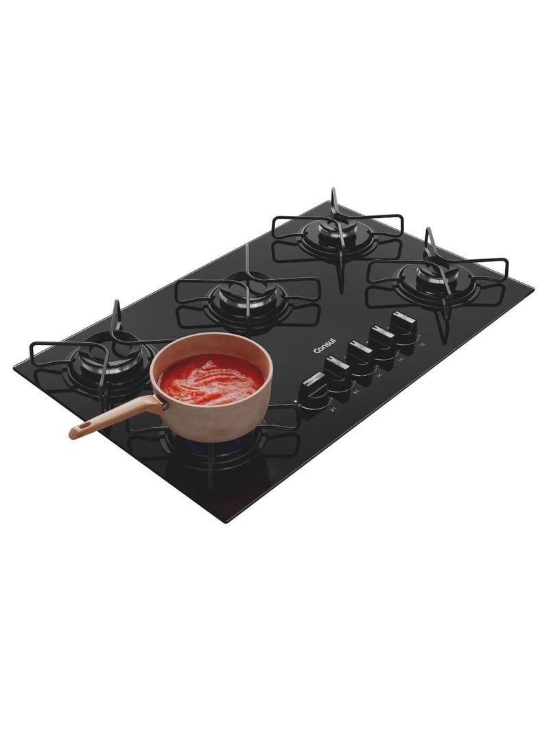 Cooktop 5 bocas consul cd075be mesa de vidro grade de aço ferro aramado bivolt preto