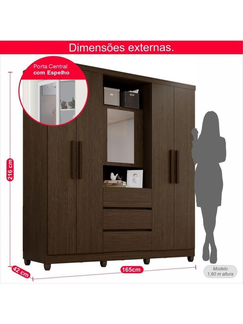 Guarda-roupa De Casal Giga 5 Portas 3 Gavetas