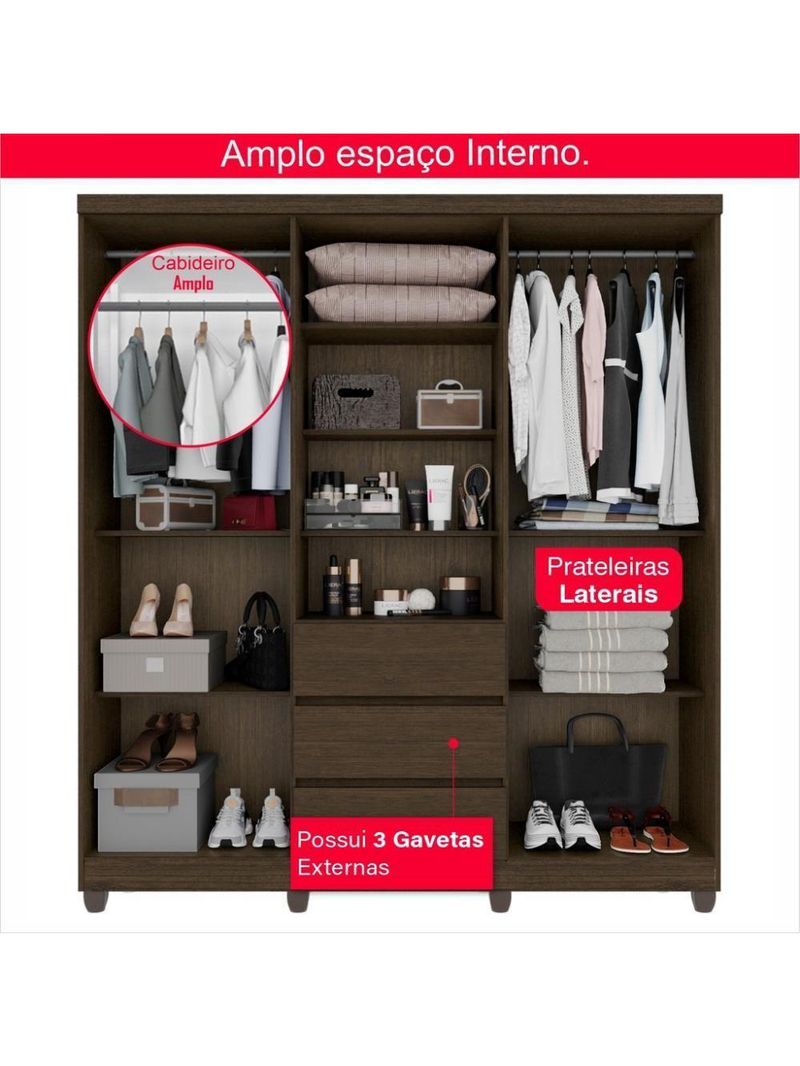 Guarda-roupa De Casal Giga 5 Portas 3 Gavetas