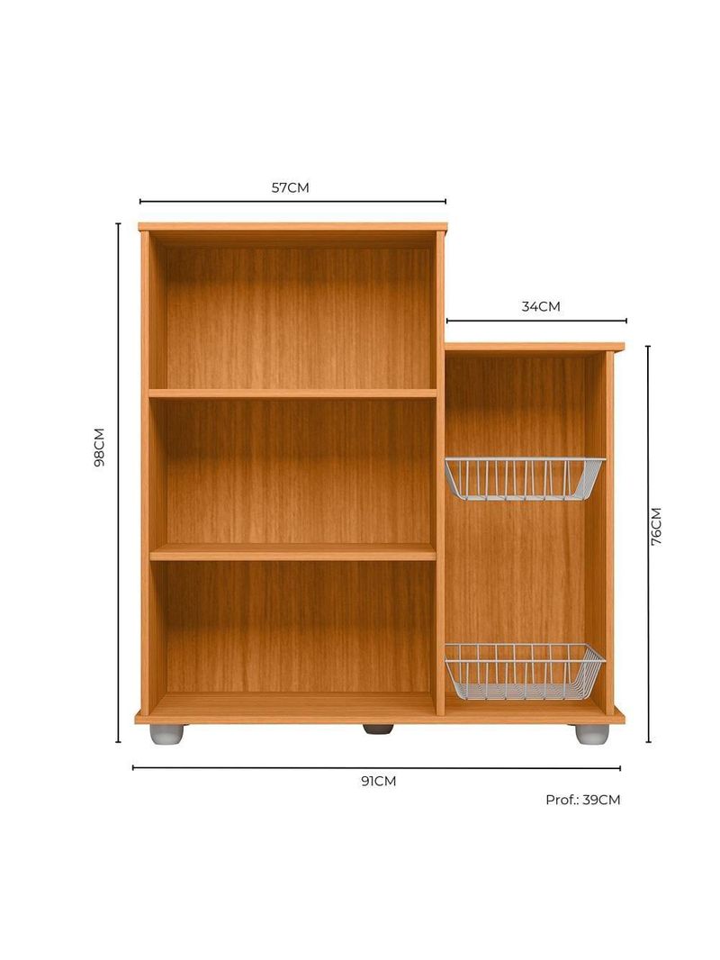 Armário multiuso fruteira poliman móveis sollys com 2 portas