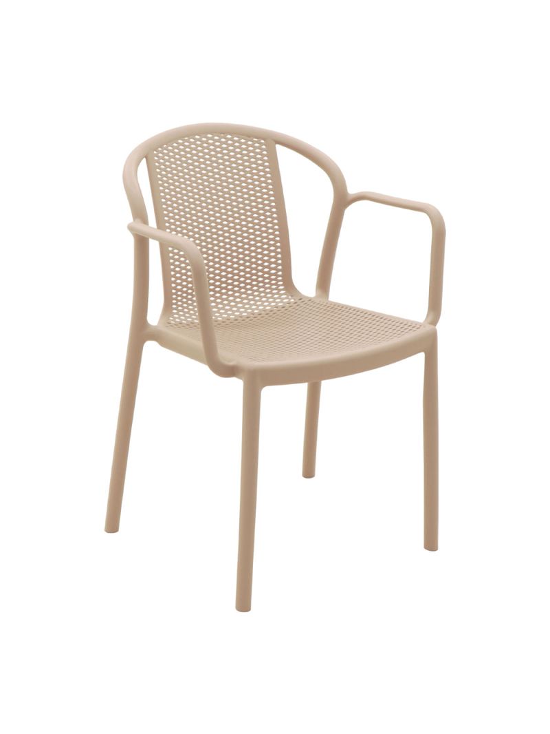 Cadeira Tramontina Louise Empilhável com Braços Areia em Polipropileno