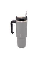 Caneca térmica wolff slimterm 890ml com canudo, parede dupla e base ergonômica cinza
