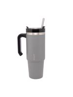 Caneca térmica wolff slimterm 890ml com canudo, parede dupla e base ergonômica cinza