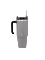 Caneca térmica wolff slimterm 890ml com canudo, parede dupla e base ergonômica cinza
