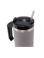Caneca térmica wolff slimterm 890ml com canudo, parede dupla e base ergonômica cinza