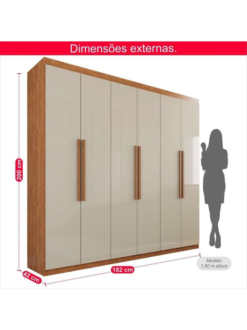 Guarda-roupa Casal 100% Mdf 6 Portas E 4 Gavetas Istambul