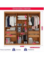 Guarda-roupa Casal 100% Mdf 6 Portas E 4 Gavetas Istambul