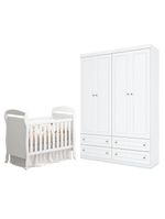 Berço Americano Danny Branco Acetinado Reller Guarda Roupa  4 Portas Americano Branco Hp Henn