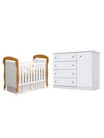 Berço Americano Danny Branco Acetinado Savana Reller E Cômoda Infantil Americana Branco Hp- Henn