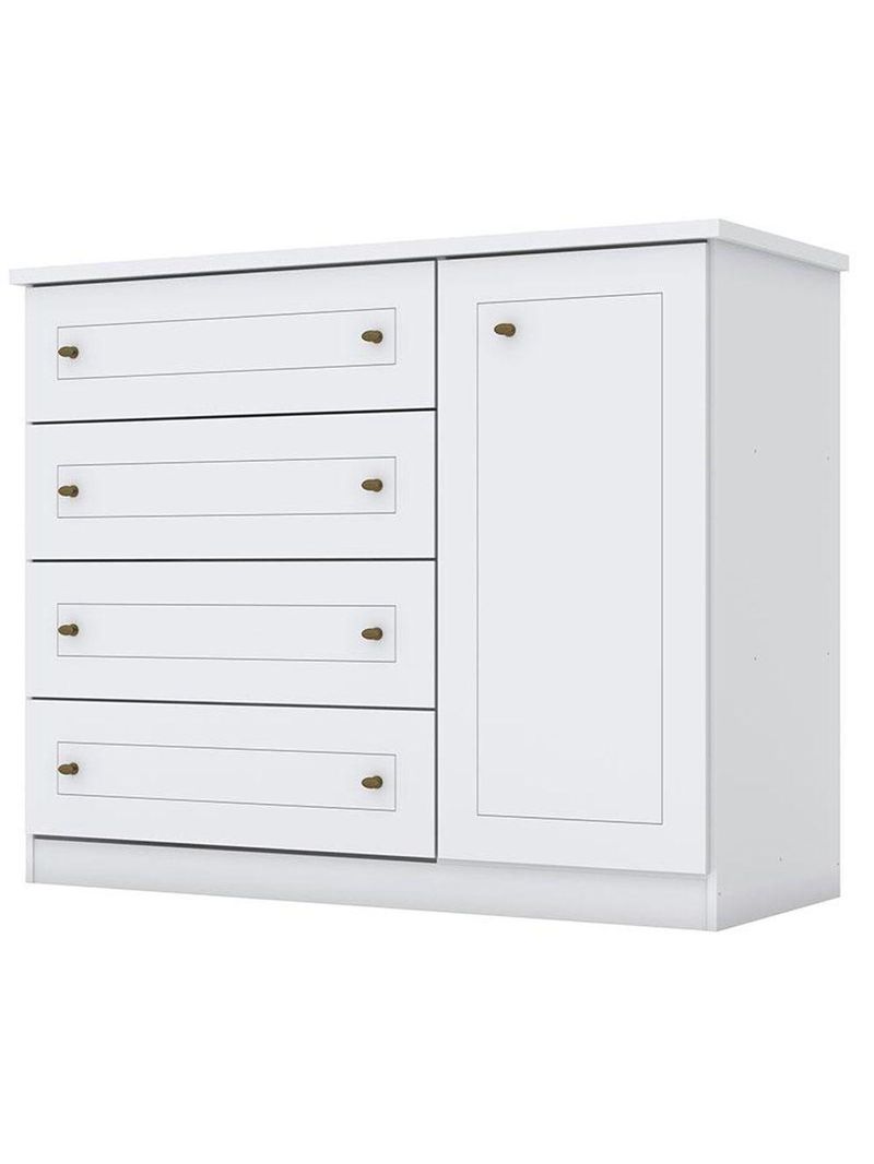 Berço Americano Danny Branco Acetinado Savana Reller E Cômoda Infantil Americana Branco Hp- Henn