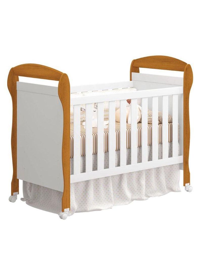 Berço Americano Danny Branco Acetinado Savana Reller E Cômoda Infantil Americana Branco Hp- Henn