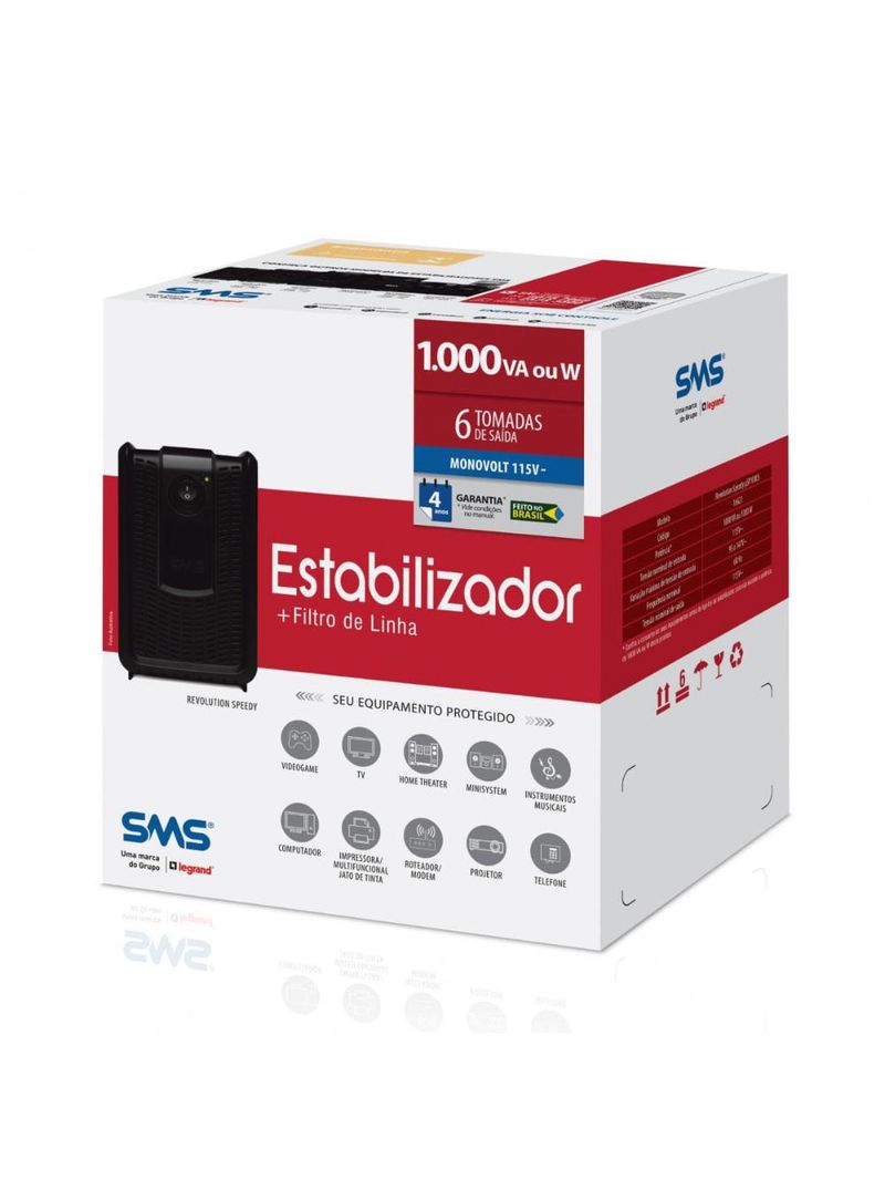 Estabilizador revolution speedy 1000va monovolt 115v sms