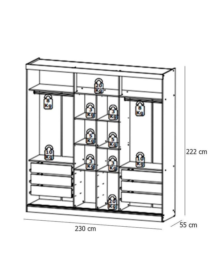 Guarda Roupa Casal Malaga 2 Portas Capuccino Azul Cômoda Gaveteiro Condessa E Cabeceira Formosa