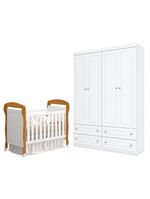 Berço Americano Danny Branco   Savana Reller Guarda Roupa 4 Portas Americano Branco Hp Henn