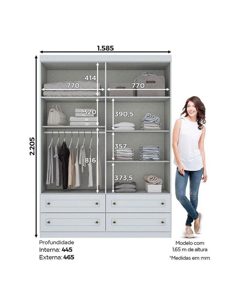 Berço Americano Danny Branco   Savana Reller Guarda Roupa 4 Portas Americano Branco Hp Henn