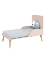 Berço Americano E Cômoda Infantil Gaveteiro Theo Rosa Pés Madeira Natural Com Colchão - Reller