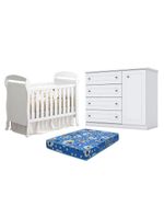 Berço Americano Danny Branco Acetinado Reller Cômoda  Americano Branco Colchão Ortobom Henn