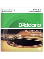 Encordoamento violão aço 009-045 85/15 bronze ez890-b d addario com corda extra pl009