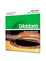 Encordoamento violão aço 009-045 85/15 bronze ez890-b d addario com corda extra pl009
