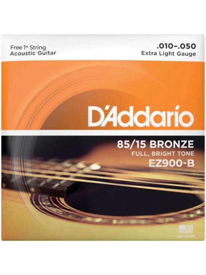 Encordoamento violão aço 010-050 85/15 bronze ez900-b d addario com corda extra pl010
