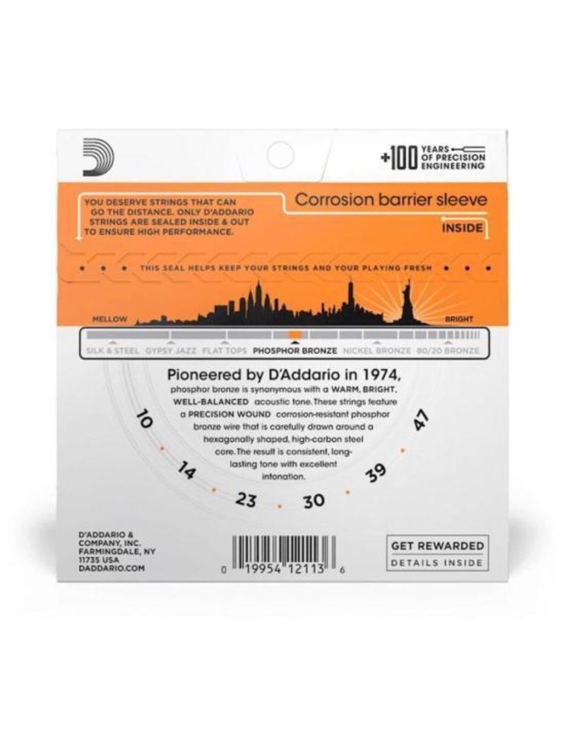 Encordoamento violão aço 010-047 phosphor bronze ej15 d addario