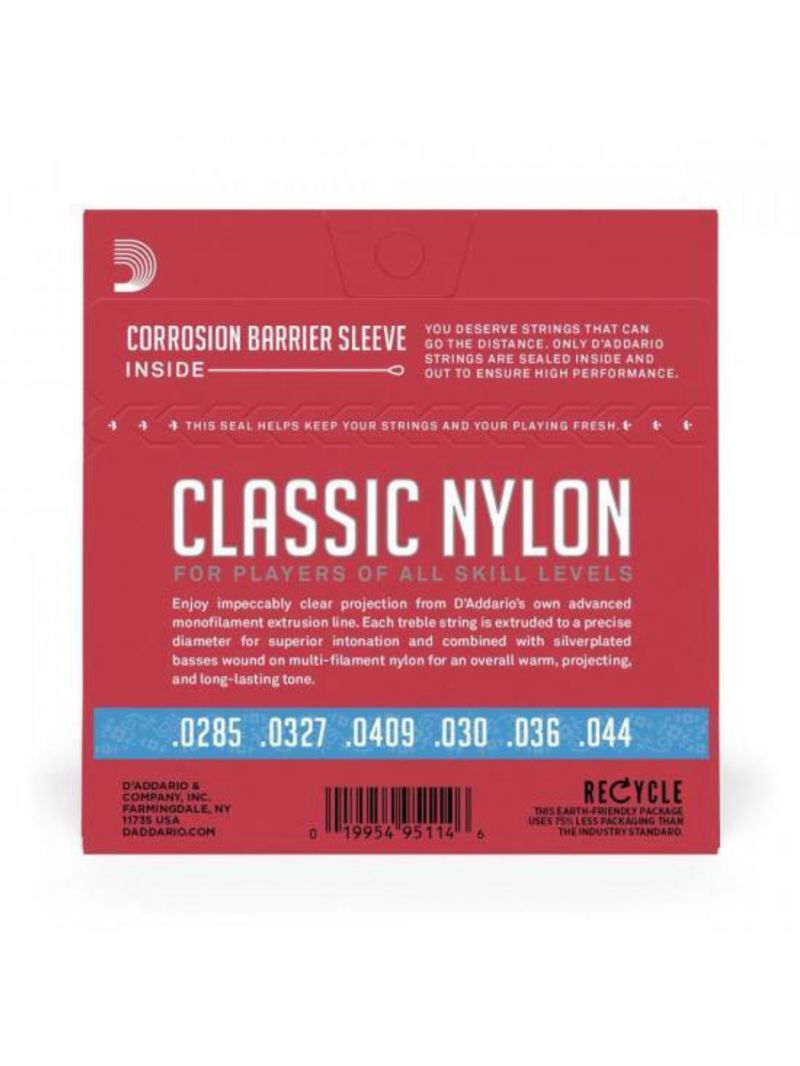 Encordoamento violão nylon tensão alta student ej27h d addario