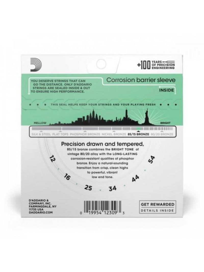 Encordoamento violão aço 012-054 85/15 bronze ez920-b d addario