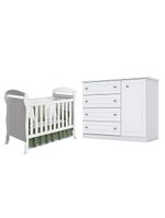 Berço Americano Danny Branco Acetinado Reller E Cômoda Infantil Americano Branco Hp - Henn