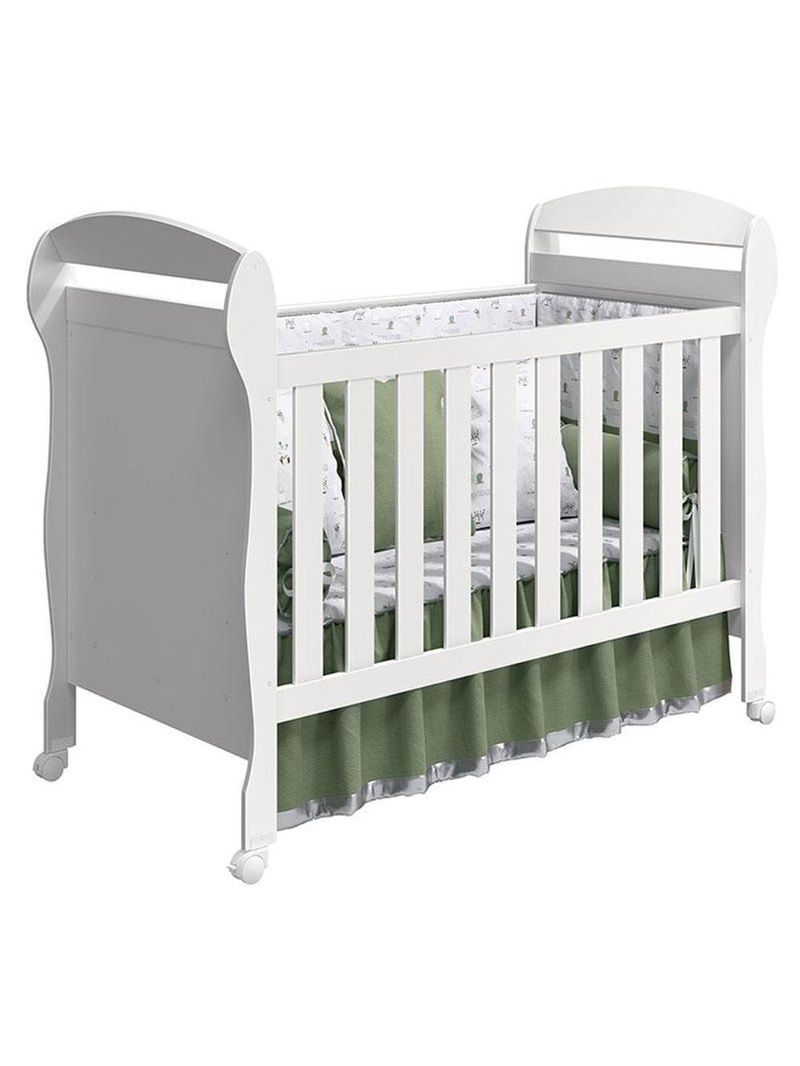 Berço Americano Danny Branco Acetinado Reller E Cômoda Infantil Americano Branco Hp - Henn