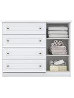 Berço Americano Danny Branco Acetinado Reller E Cômoda Infantil Americano Branco Hp - Henn